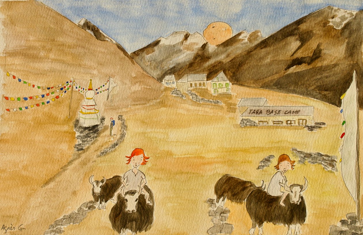 Rejsen, Langtang, 2015 , akvarel på papir af Agnes Girardon