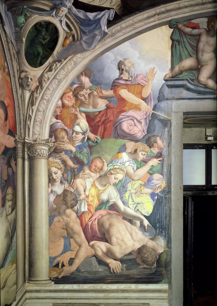 Moses slår vand op af klippen, fra Capella di Eleonora, 1555 (se også 60345 og 81565) af Agnolo Bronzino