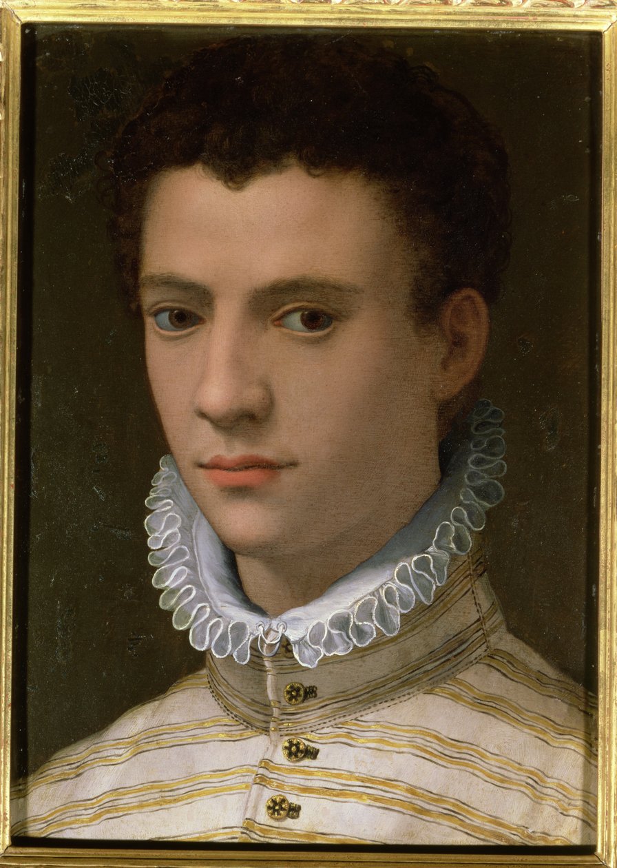 Portræt af en ung mand (olie på kobber) af Agnolo Bronzino