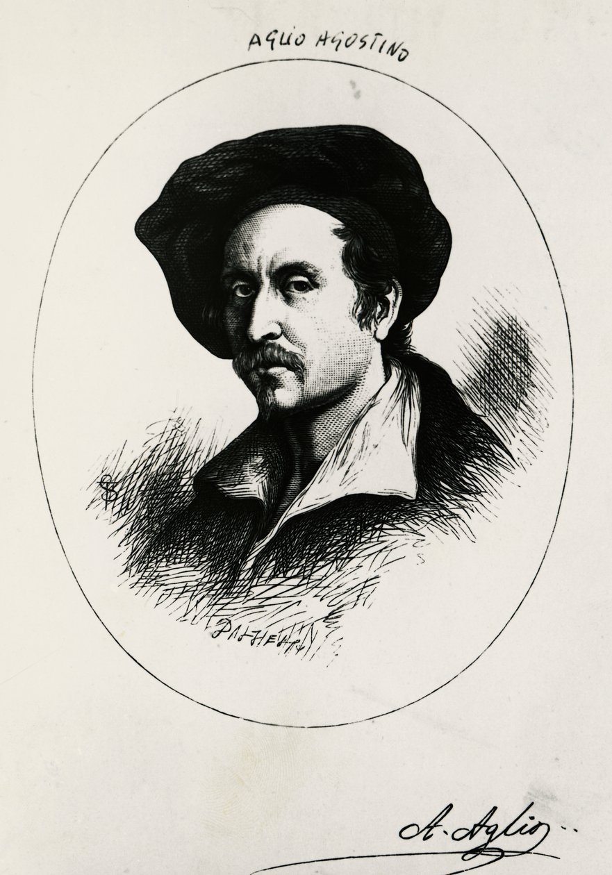 Selvportræt af Agostino Aglio (gravering) af Agostino Aglio