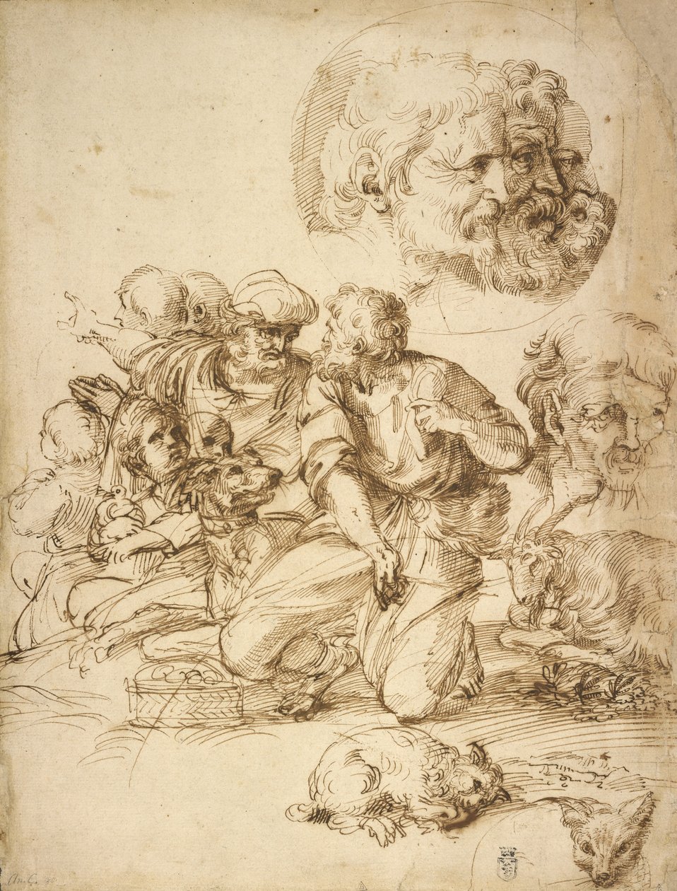 En gruppe fårehyrder og andre studier af Agostino Carracci