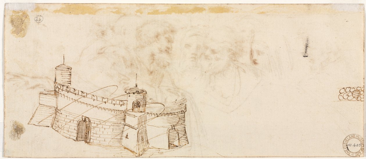 Kreneleret fæstning (verso) af Agostino Carracci