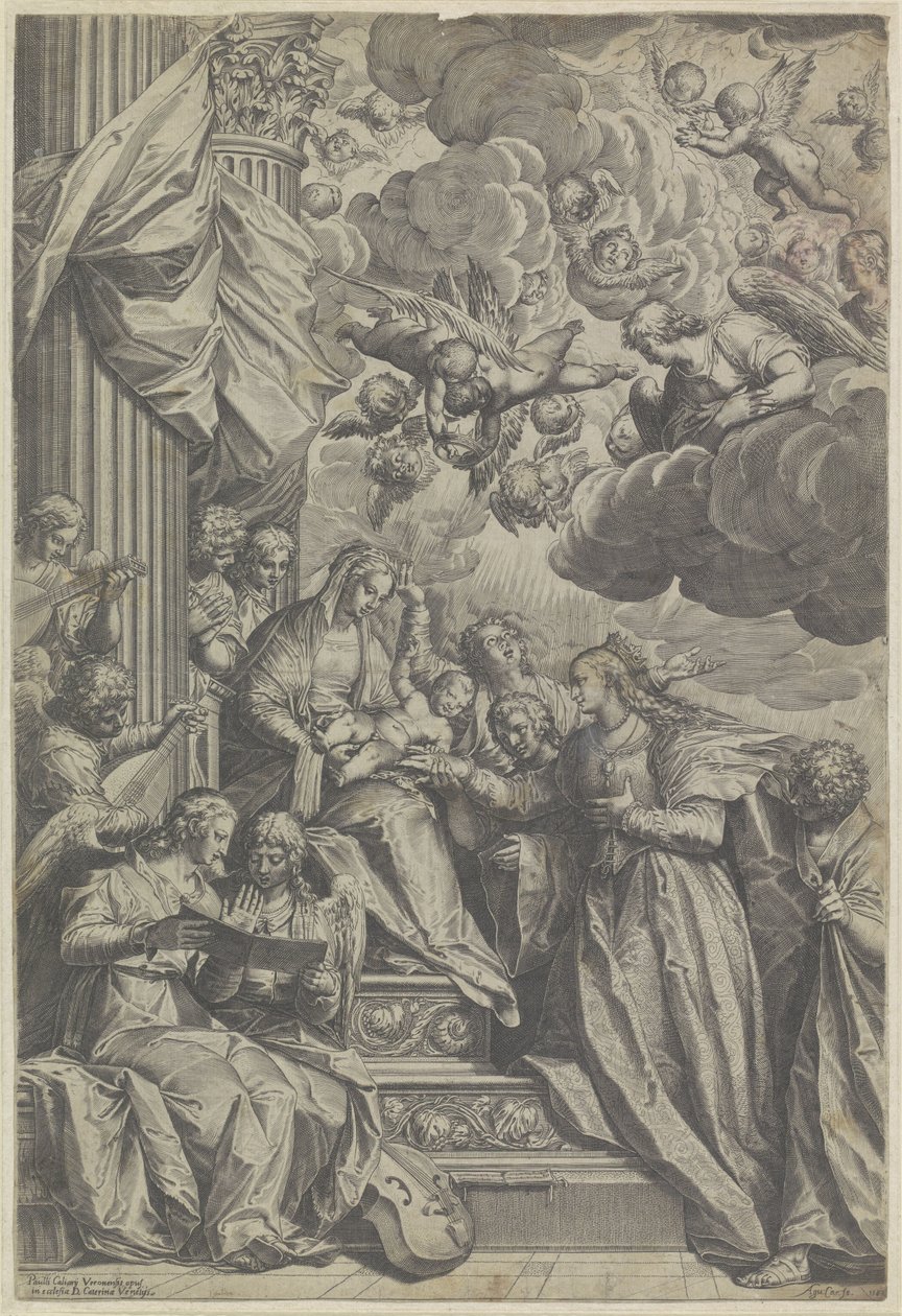 Saint Catherines mystiske ægteskab af Agostino Carracci