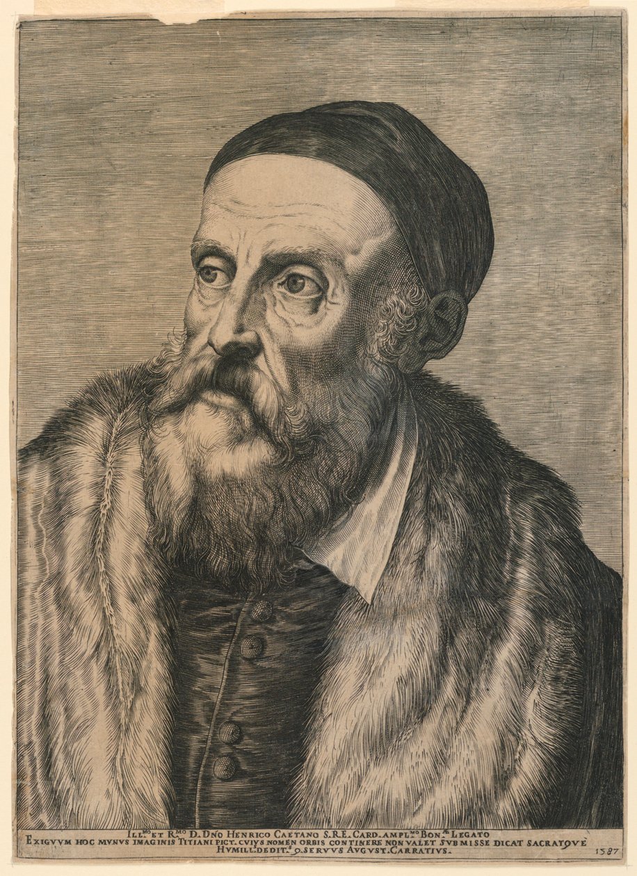 Portræt af Titian af Agostino Carracci