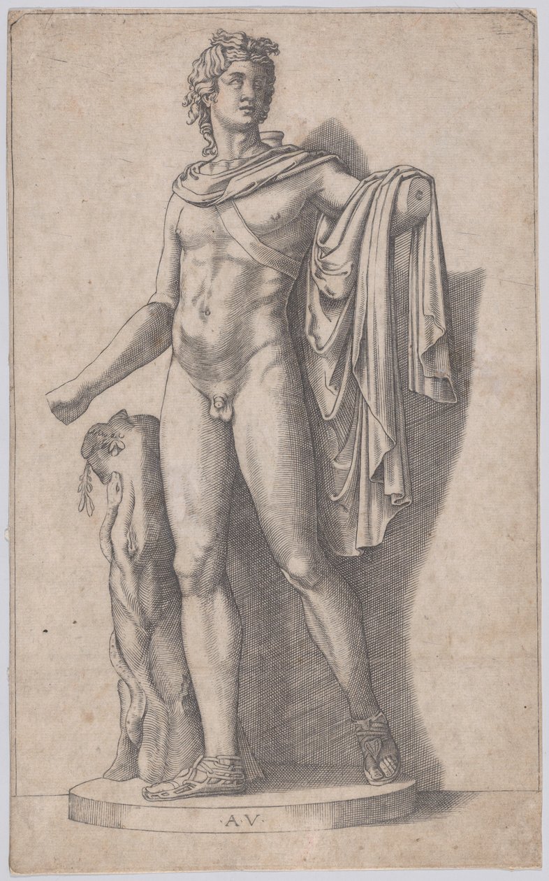 Apollo, ca. 1514-36. af Agostino Veneziano
