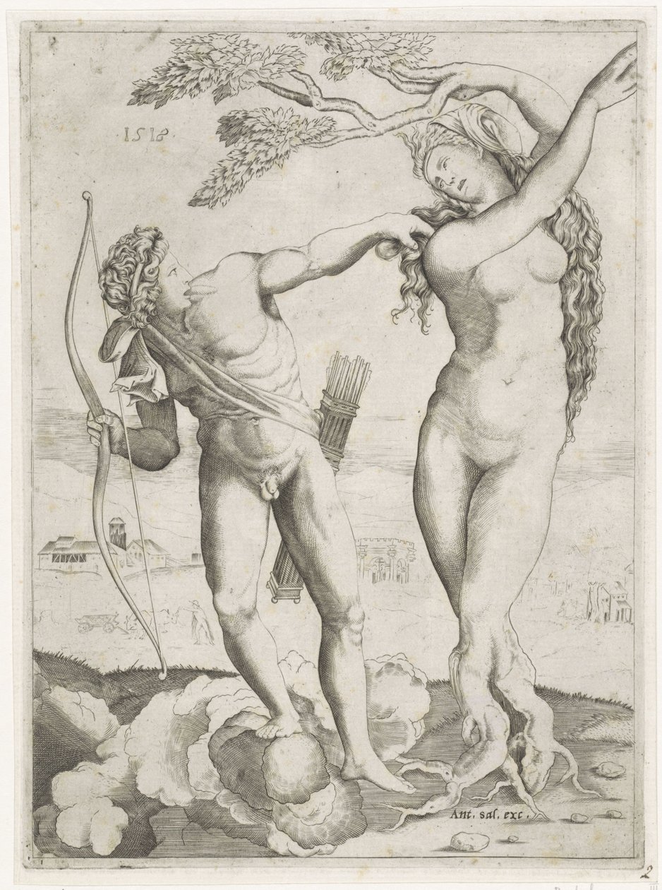 Apollo i Daphne af Agostino Veneziano