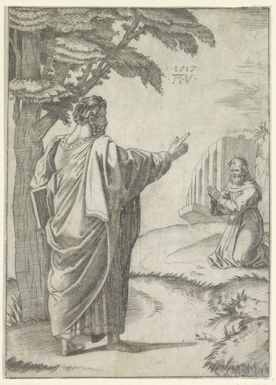Sankt Paul og en franciskanermunk af Agostino Veneziano