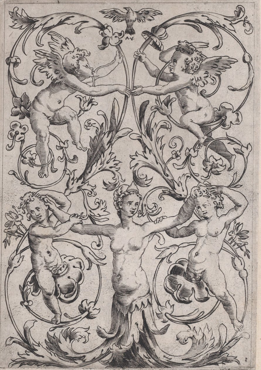 Ornamental panel, ca. 1514-36. af Agostino Veneziano