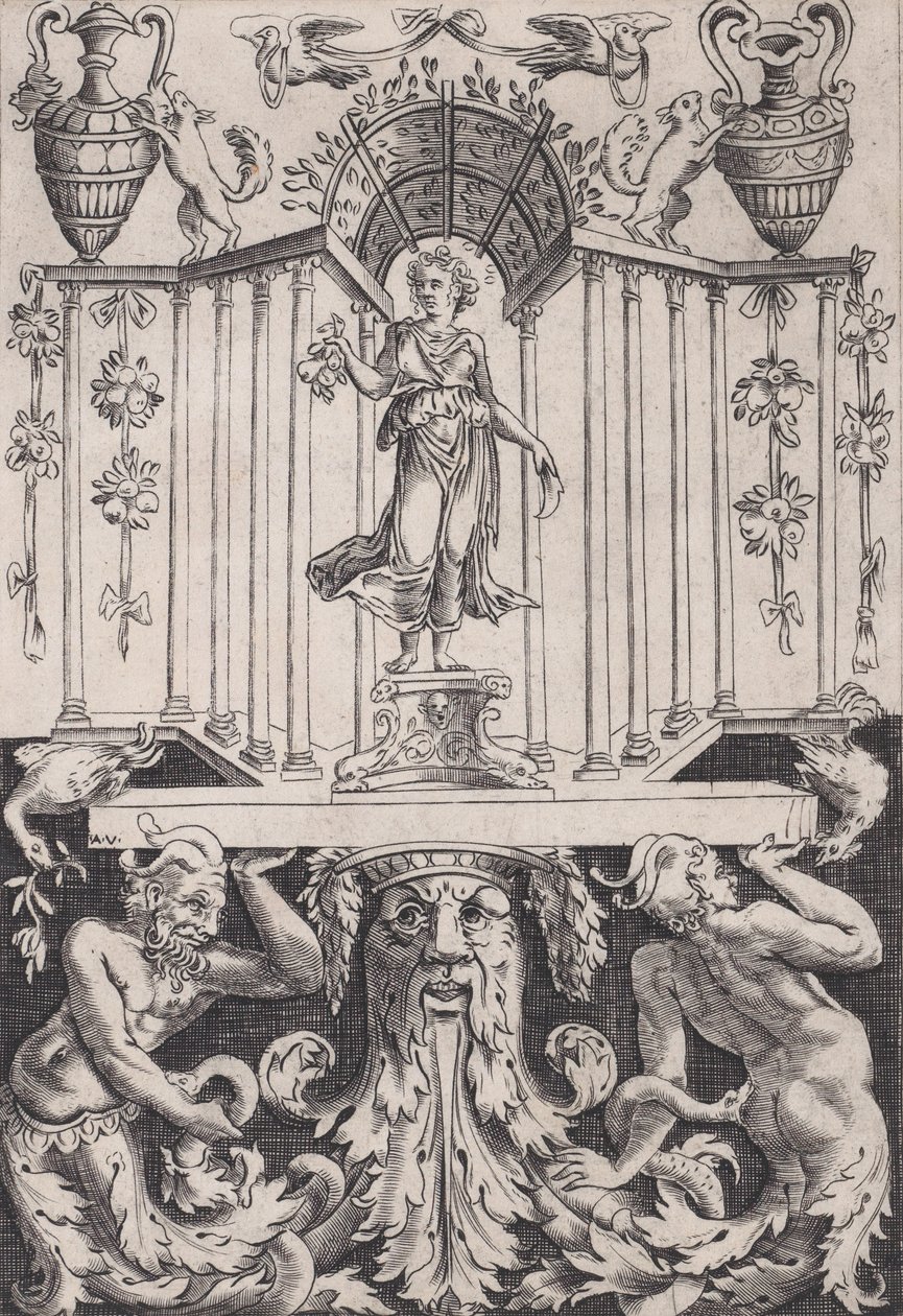 Ornamental panel, ca. 1514-36. af Agostino Veneziano