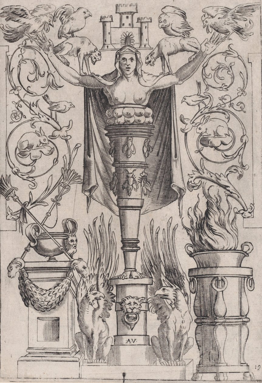 Ornamental panel, ca. 1514-36. af Agostino Veneziano