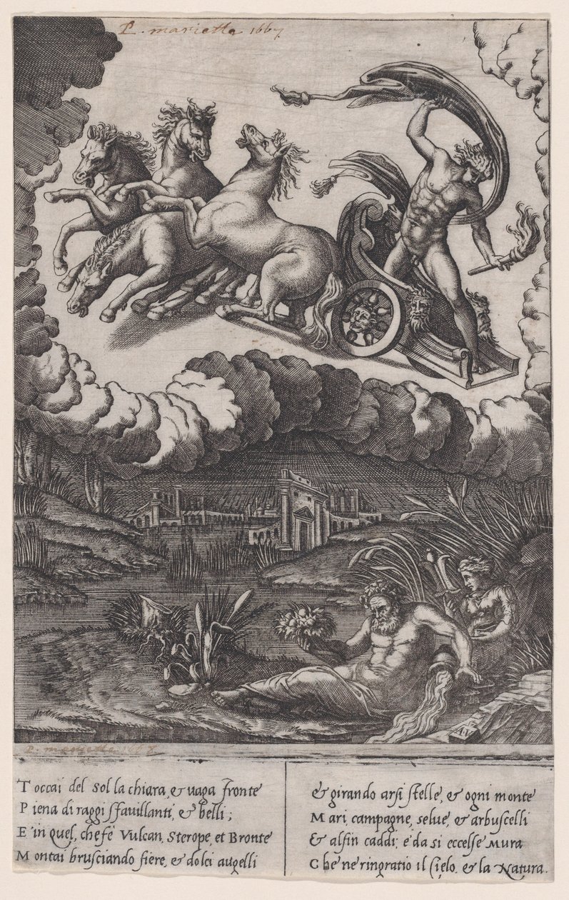 Phaeton, ca. 1514-36. af Agostino Veneziano