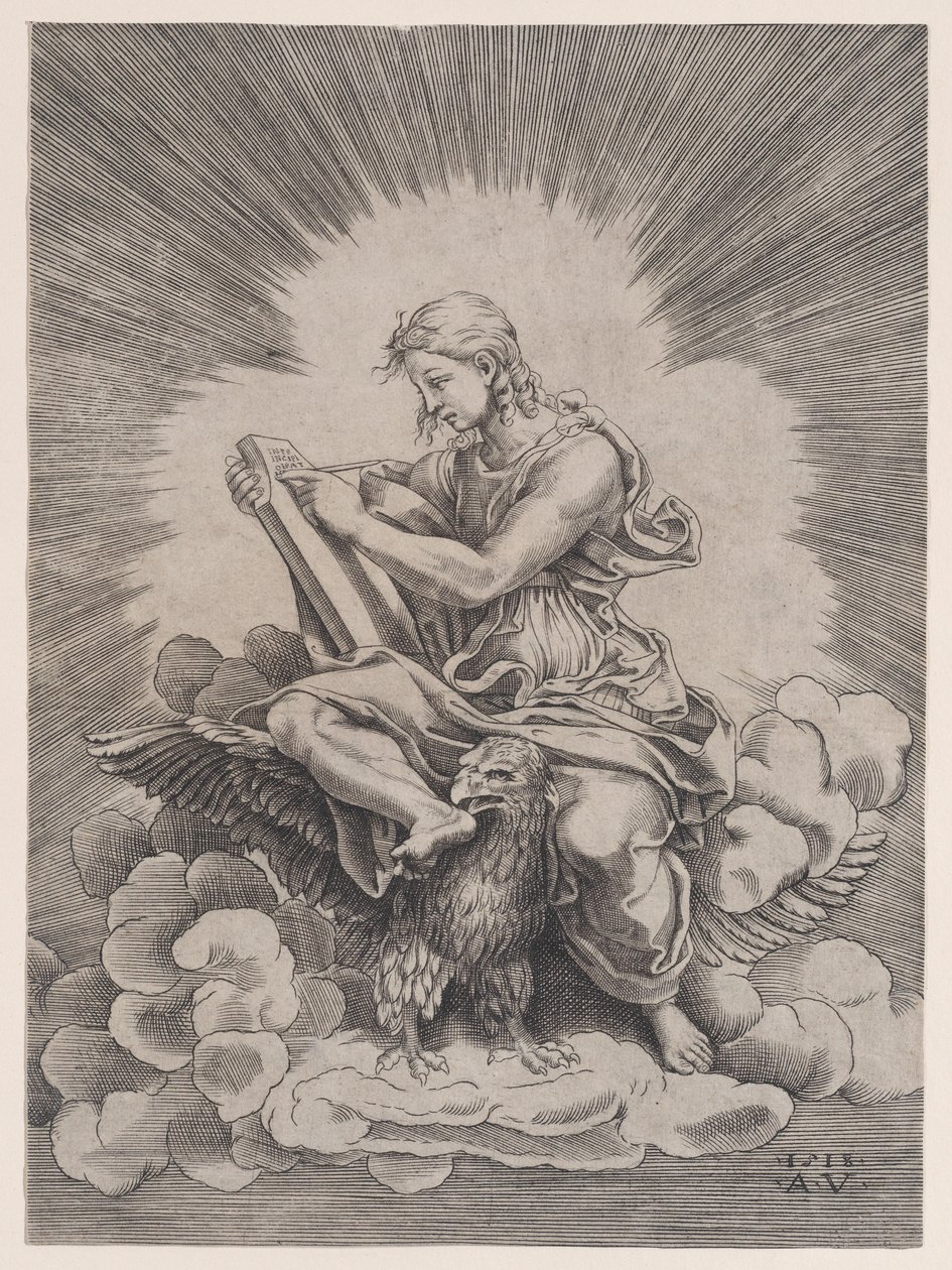 Sankt Johannes, dateret 1518. af Agostino Veneziano