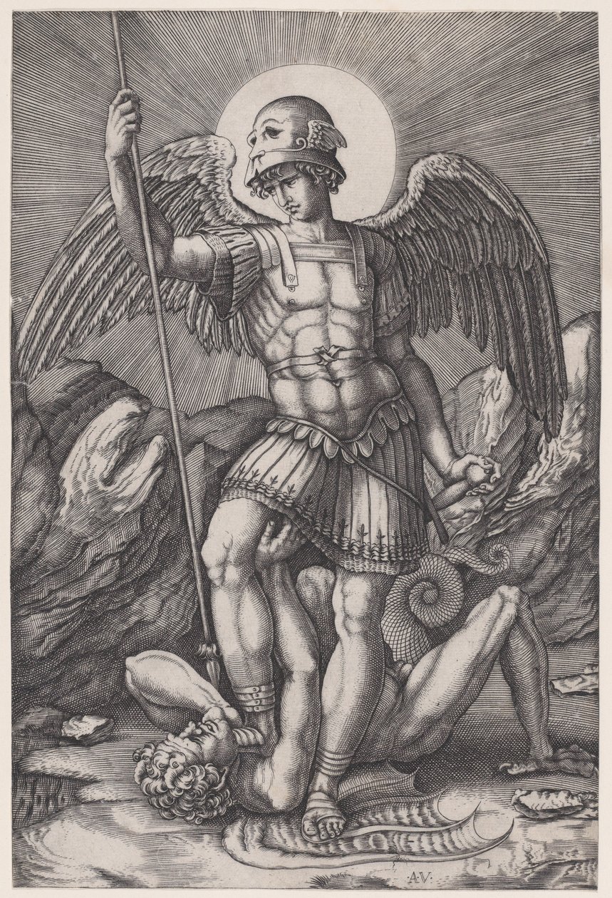Sankt Michael, ca. 1514-16. af Agostino Veneziano