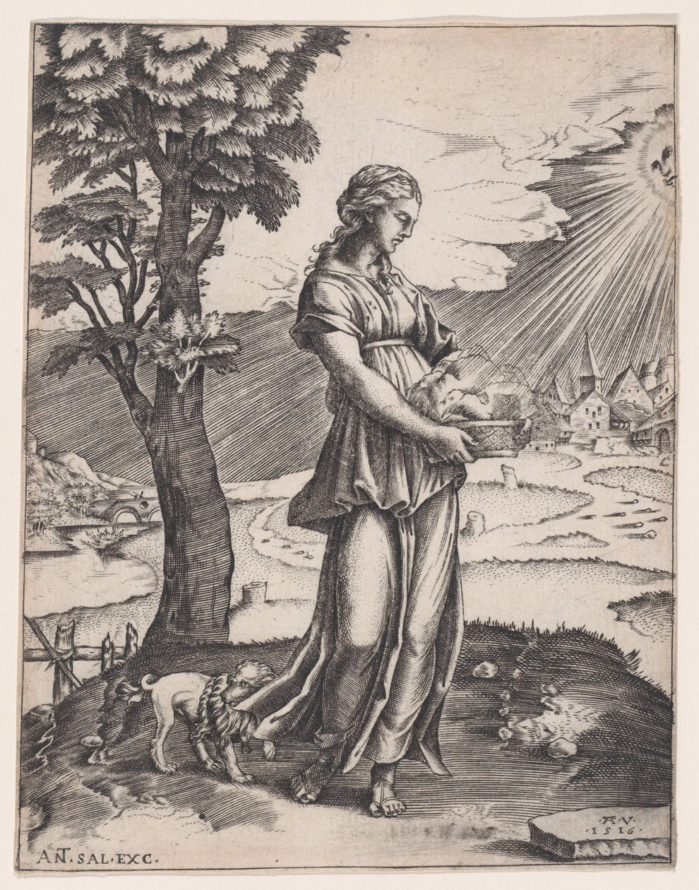 Cumaean Sibyll, dateret 1516. af Agostino Veneziano