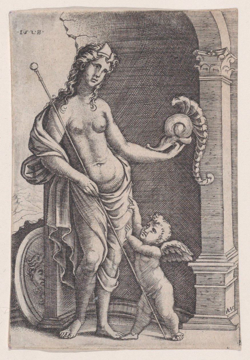 The Love of Glory, dateret 1528. af Agostino Veneziano