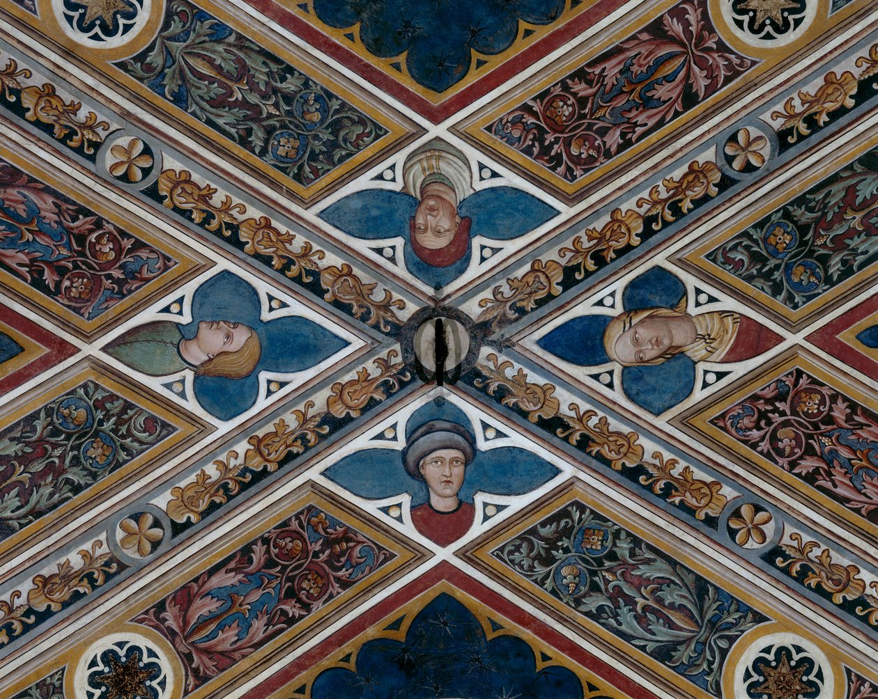 Hoveder og plantemotiver, detaljer (fresco) af Agostino di Marsiglio
