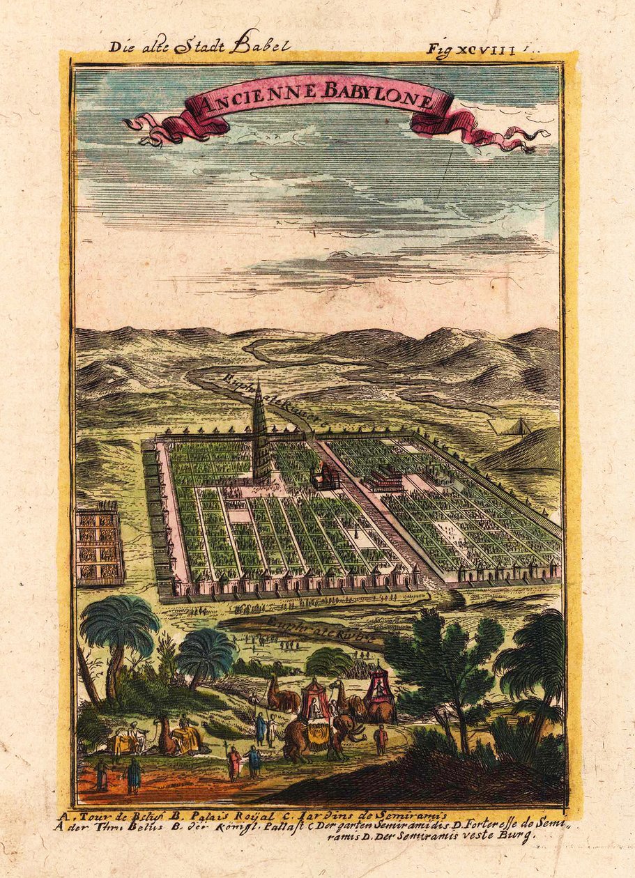 Den antikke by Babylon, 1719 af Alain Manesson Mallet