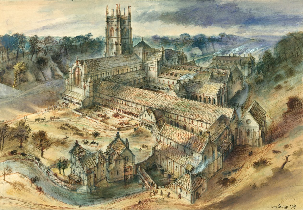 Fountains Abbey, c12. århundrede, c1950-1970 af Alan Ernest Sorrell