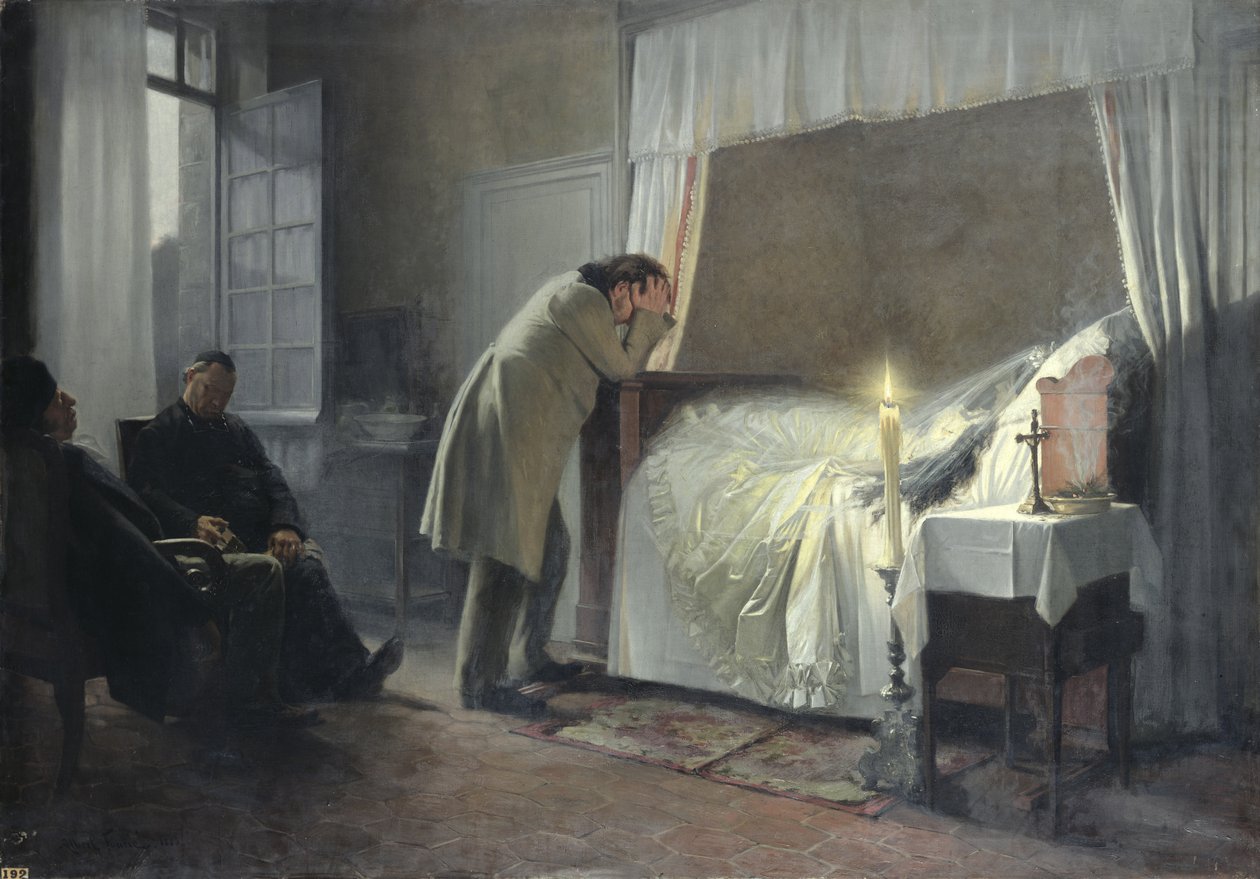 Madame Bovarys dødsleje, før 1889 af Albert Auguste Fourie