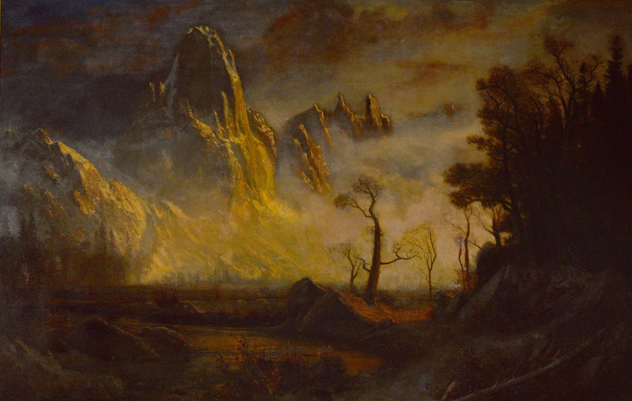 Tidlig sne i Yosemite Valley, Sentinel Rock af Albert Bierstadt