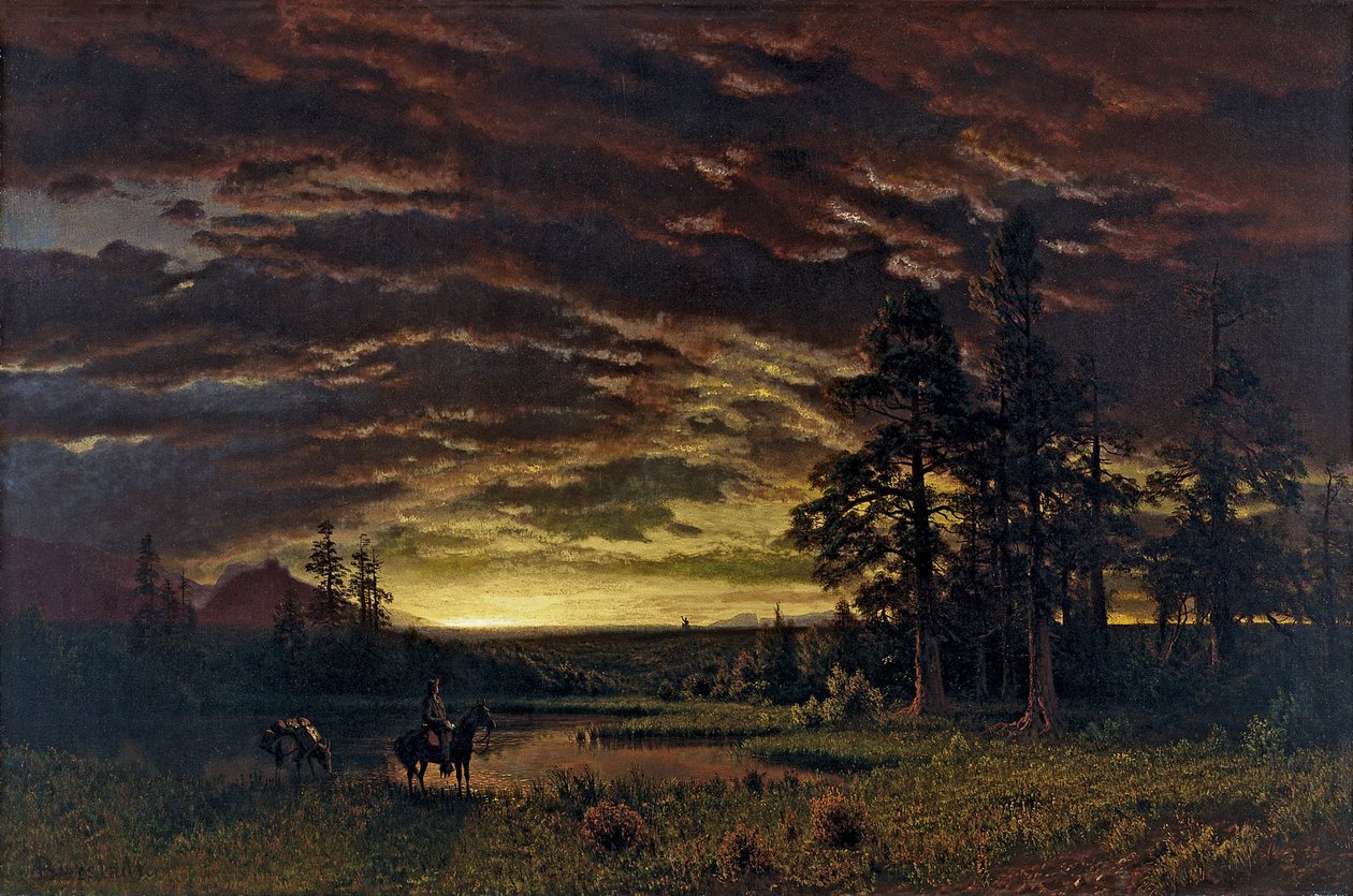 Aften på prærien af Albert Bierstadt