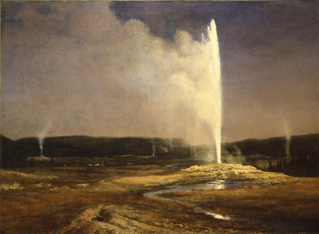 Gejsere i Yellowstone af Albert Bierstadt