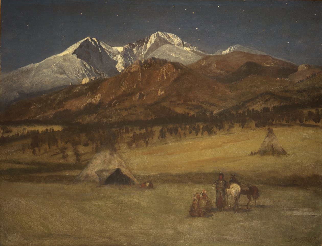 Indisk lejr - aften af Albert Bierstadt
