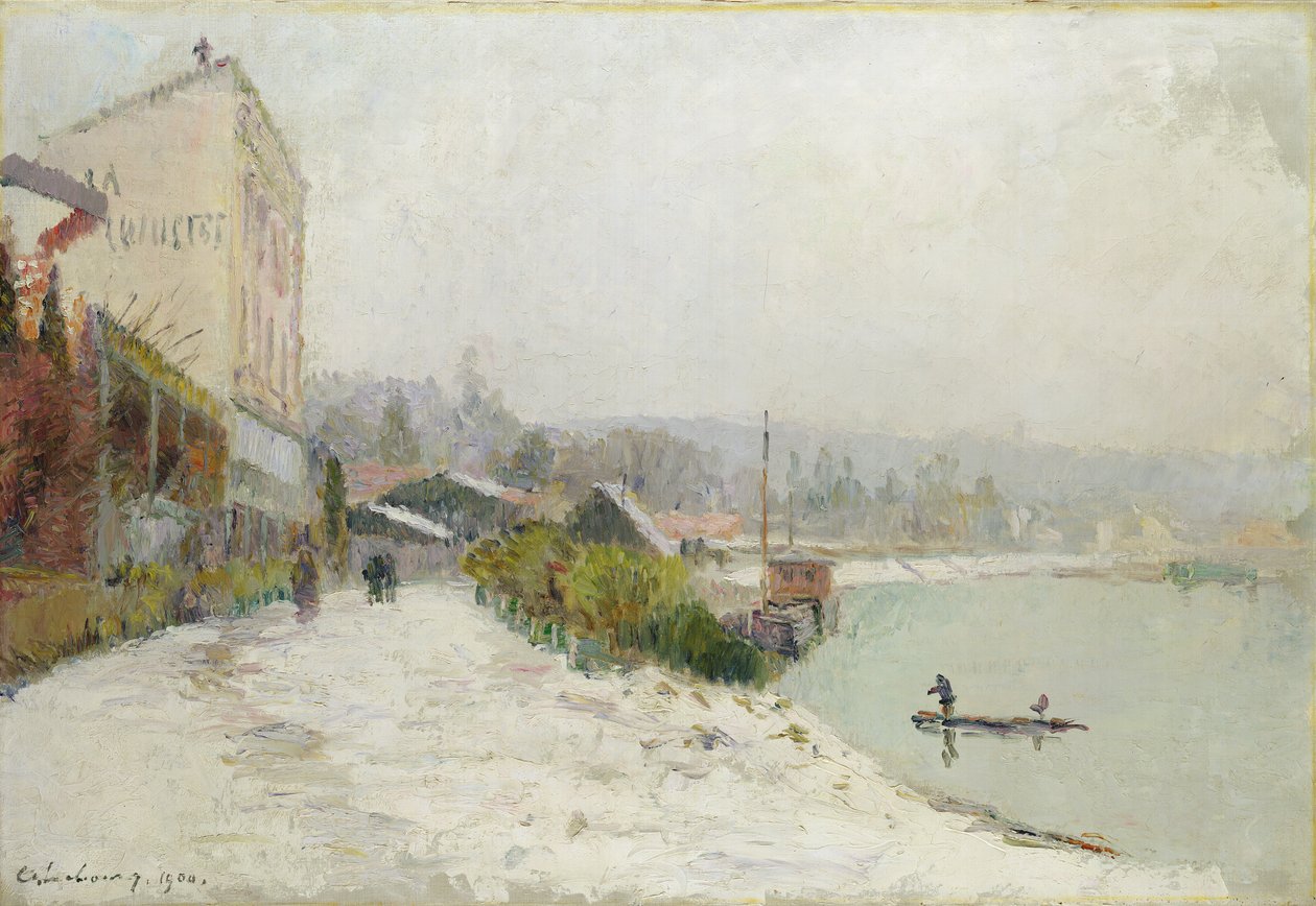 Seinen i Bas-Meudon, snevejr, 1900 af Albert Charles Lebourg
