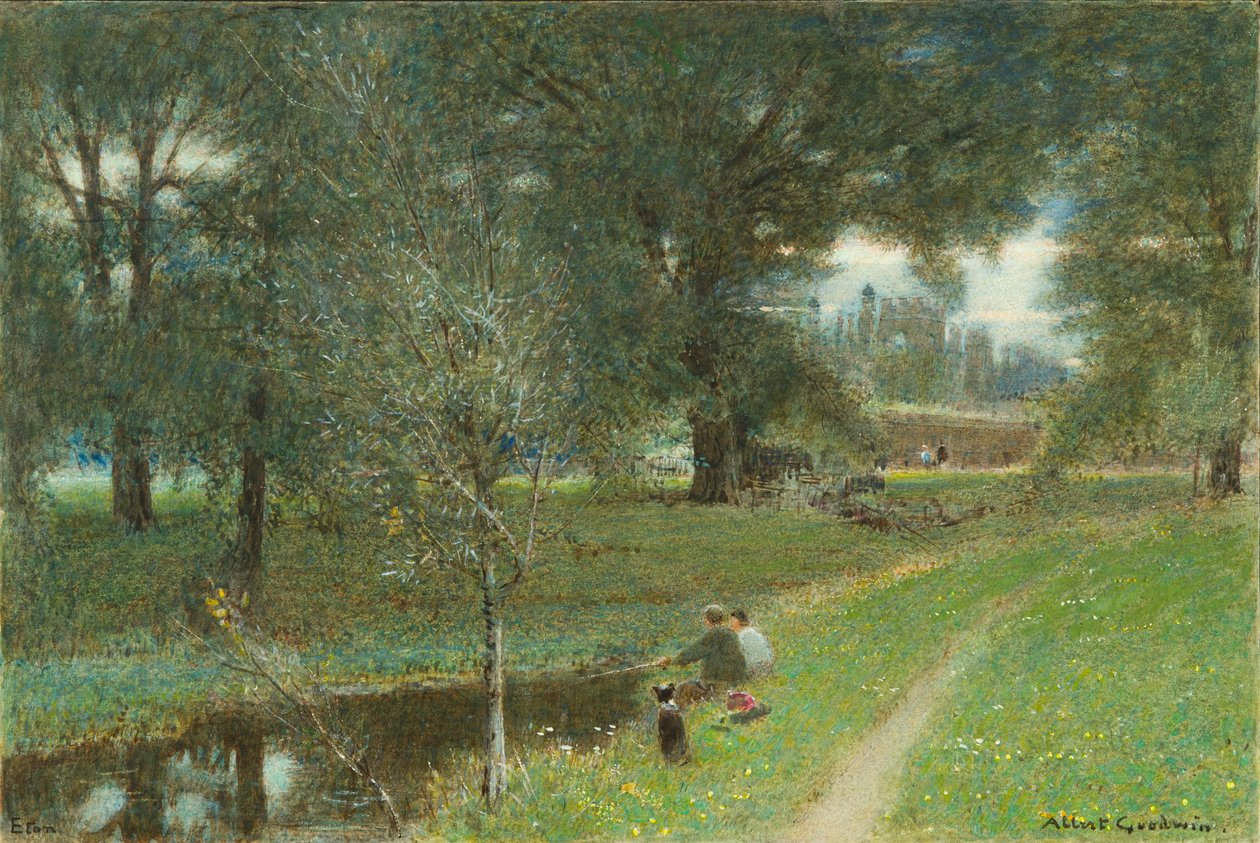 Eton, 1907 (wc og kropsfarve på papir) af Albert Goodwin