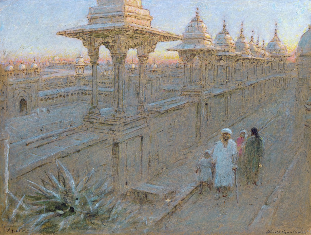 I Agra Fort (pen og blæk og akvarel på papir) af Albert Goodwin