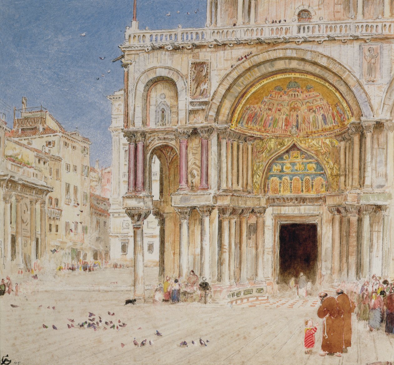 The Northwest Corner of St Marks (pen og blæk med wc og farveblyant på papir) af Albert Goodwin