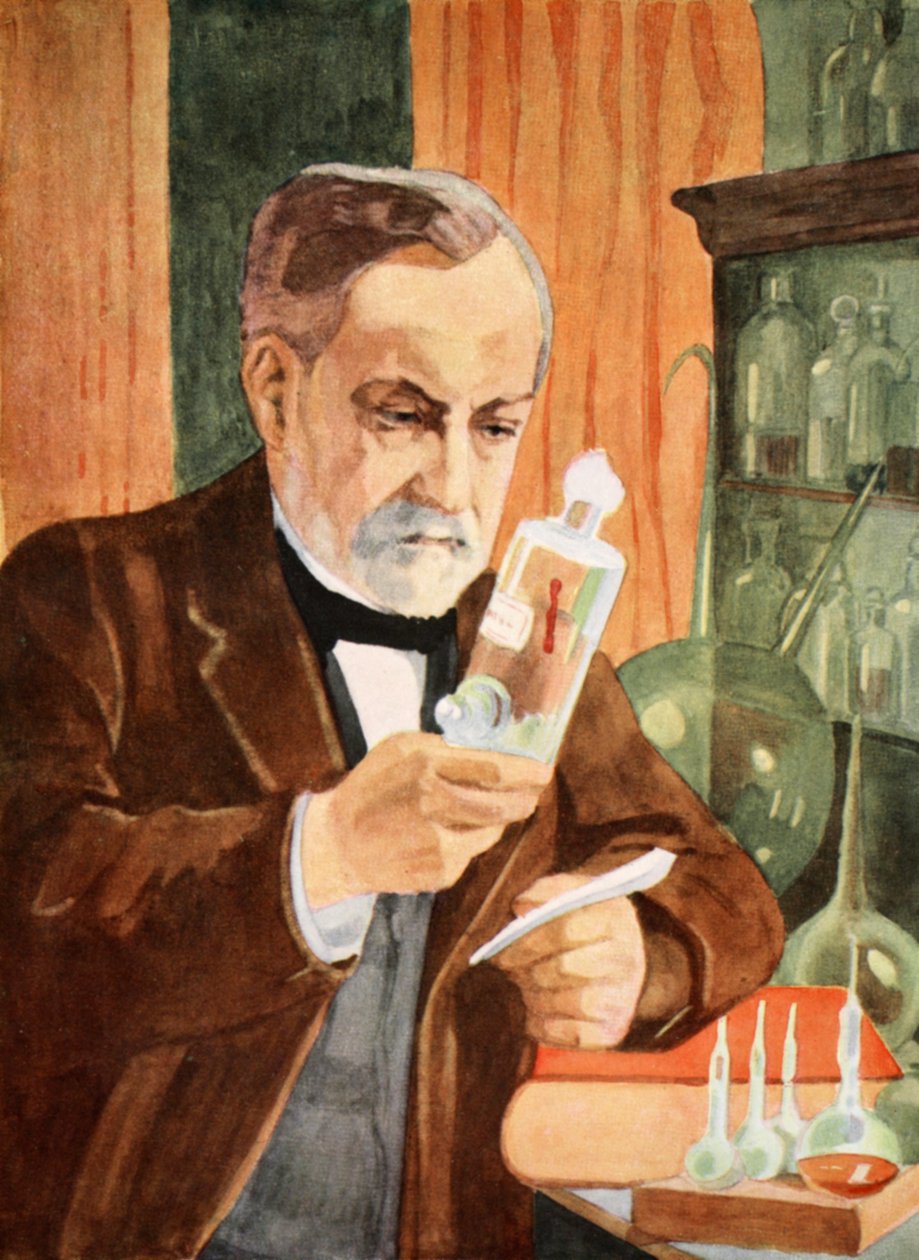 Pasteur i sit laboratorium, kopi af Boris Mestchersky (død 1957), illustration fra "Histoire de la Nation Francaise", Sciences, Volumes I und II, af Gabriel Hanotaux (1853-1944), 1924 af Albert Gustaf Aristides Edelfelt