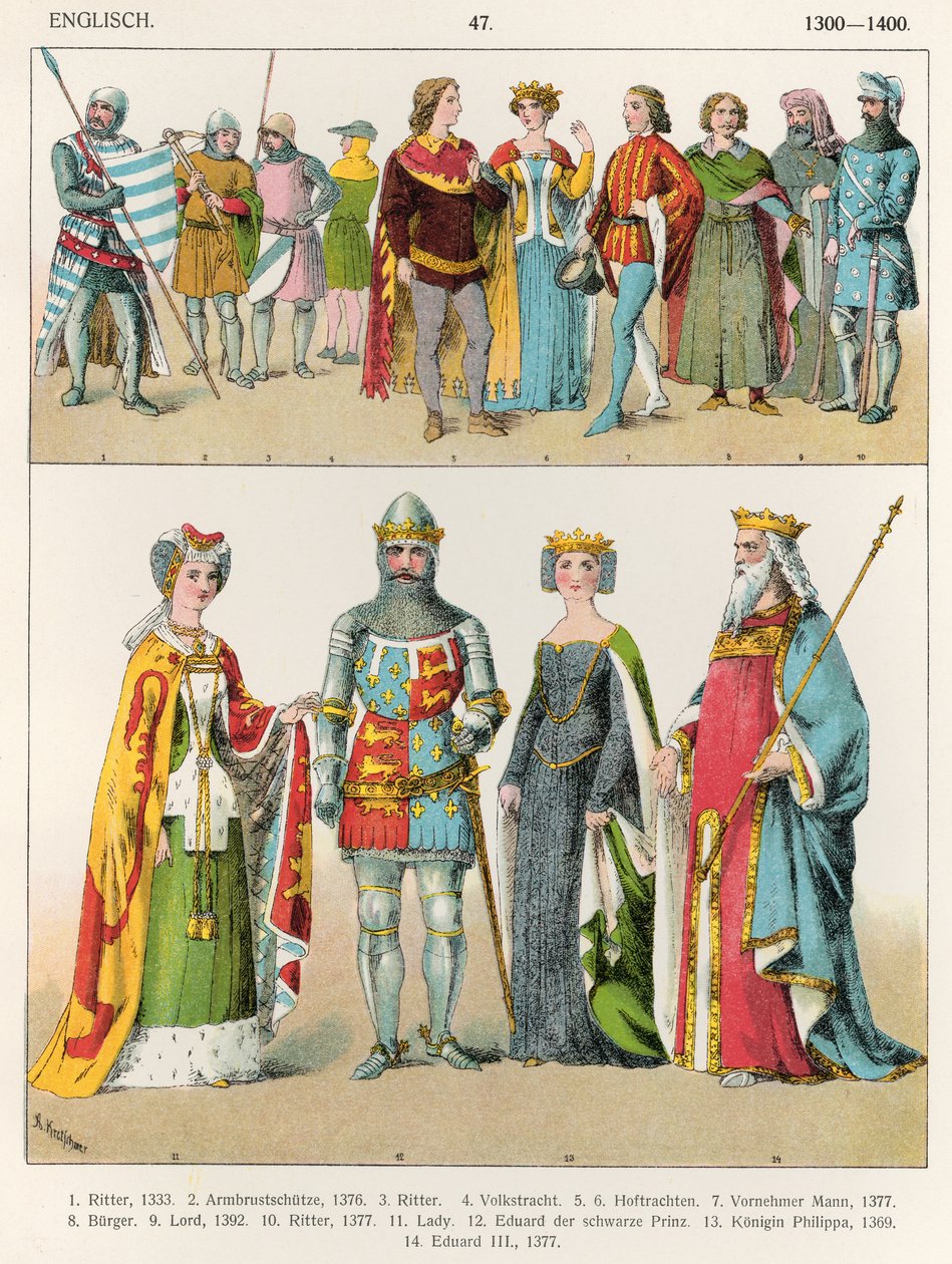 Engelsk kjole, ca. 1300-1400, fra 