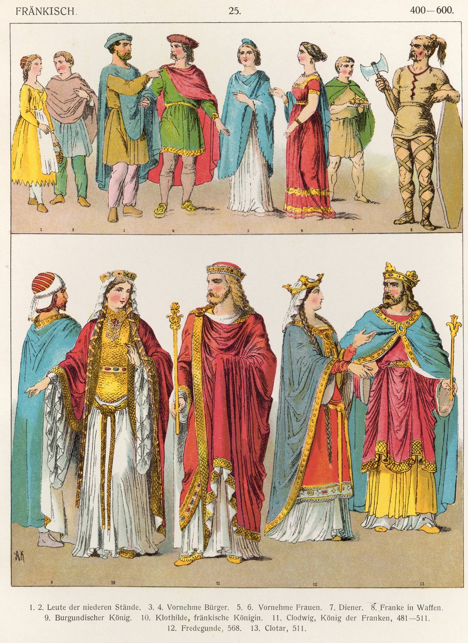 Frankisk kjole, fra "Trachten der Voelker", 1864 af Albert Kretschmer