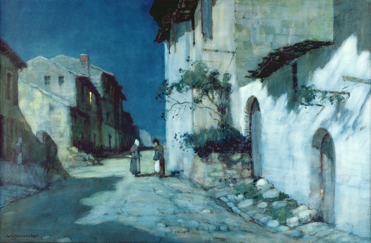 Spansk landsbysamtale af Moonlight af Albert Moulton Foweraker