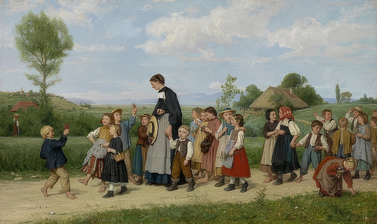 Skolegangen. 1872 af Albert Anker