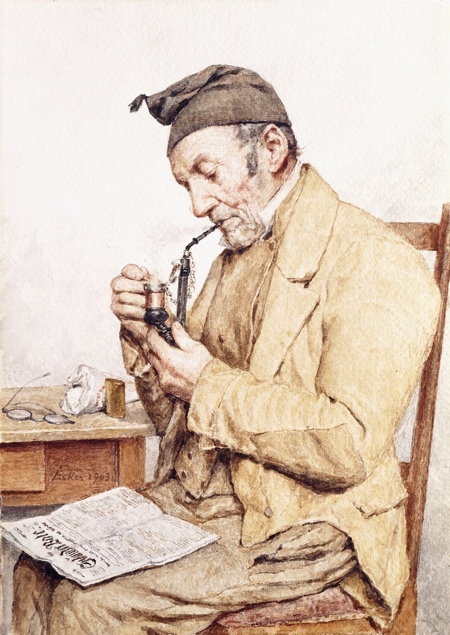 Bedstefar med Pibe, 1903 af Albert Anker