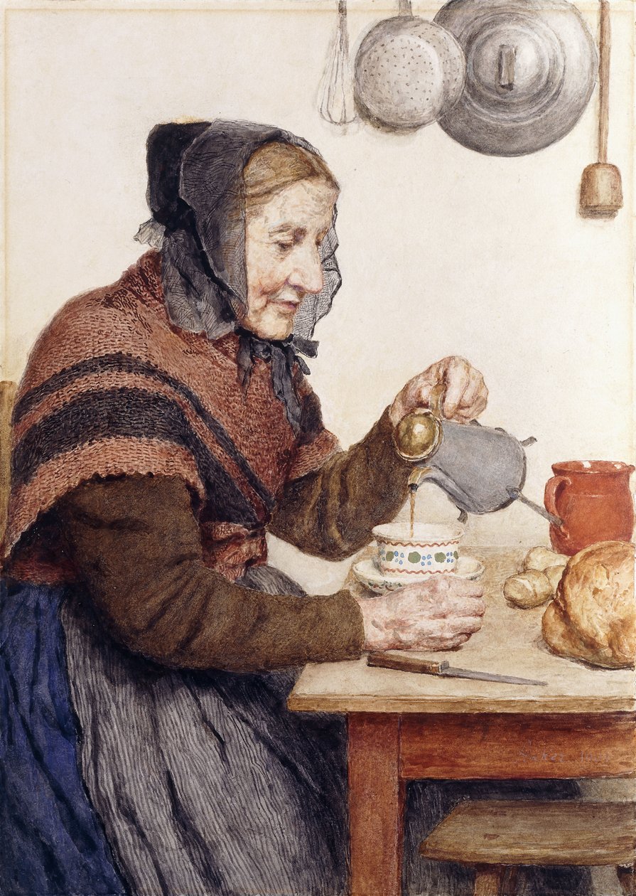 Bedstemor med kaffe, 1904 af Albert Anker