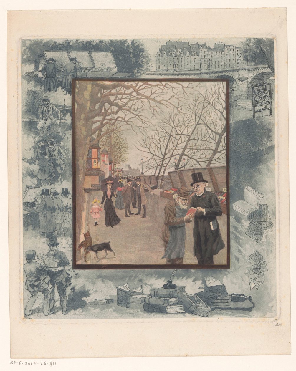 Bogboder på en kaj i Paris af Albert Bertrand