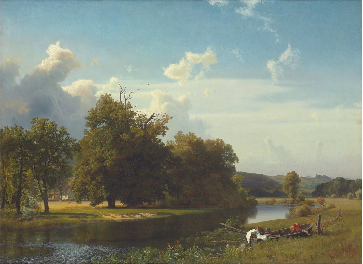 Et flodlandskab, Westfalen, 1855 af Albert Bierstadt