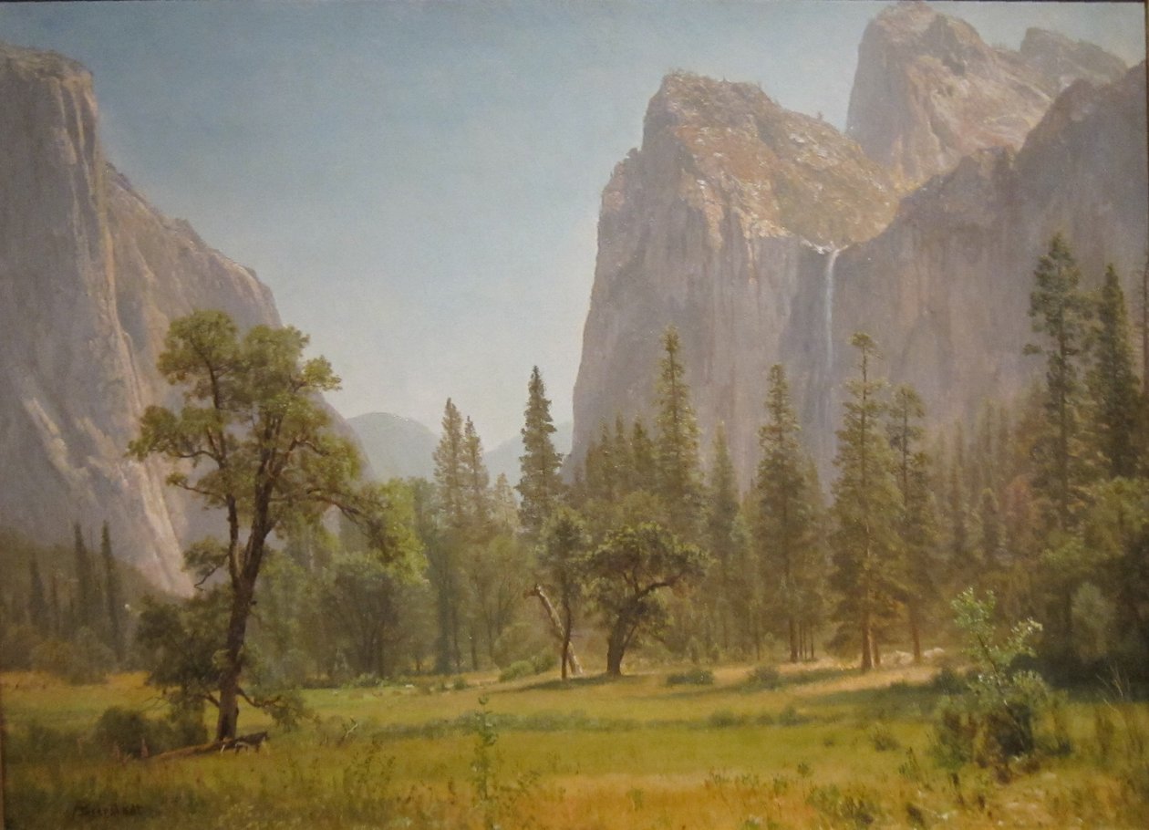 Bridal Veil Falls, Yosemite Valley, Californien af Albert Bierstadt