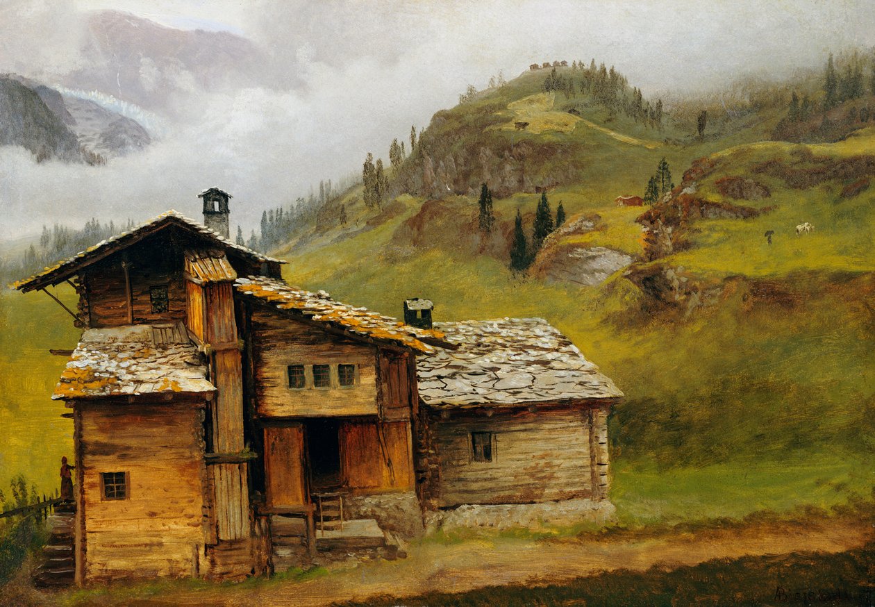 Bjerghus af Albert Bierstadt