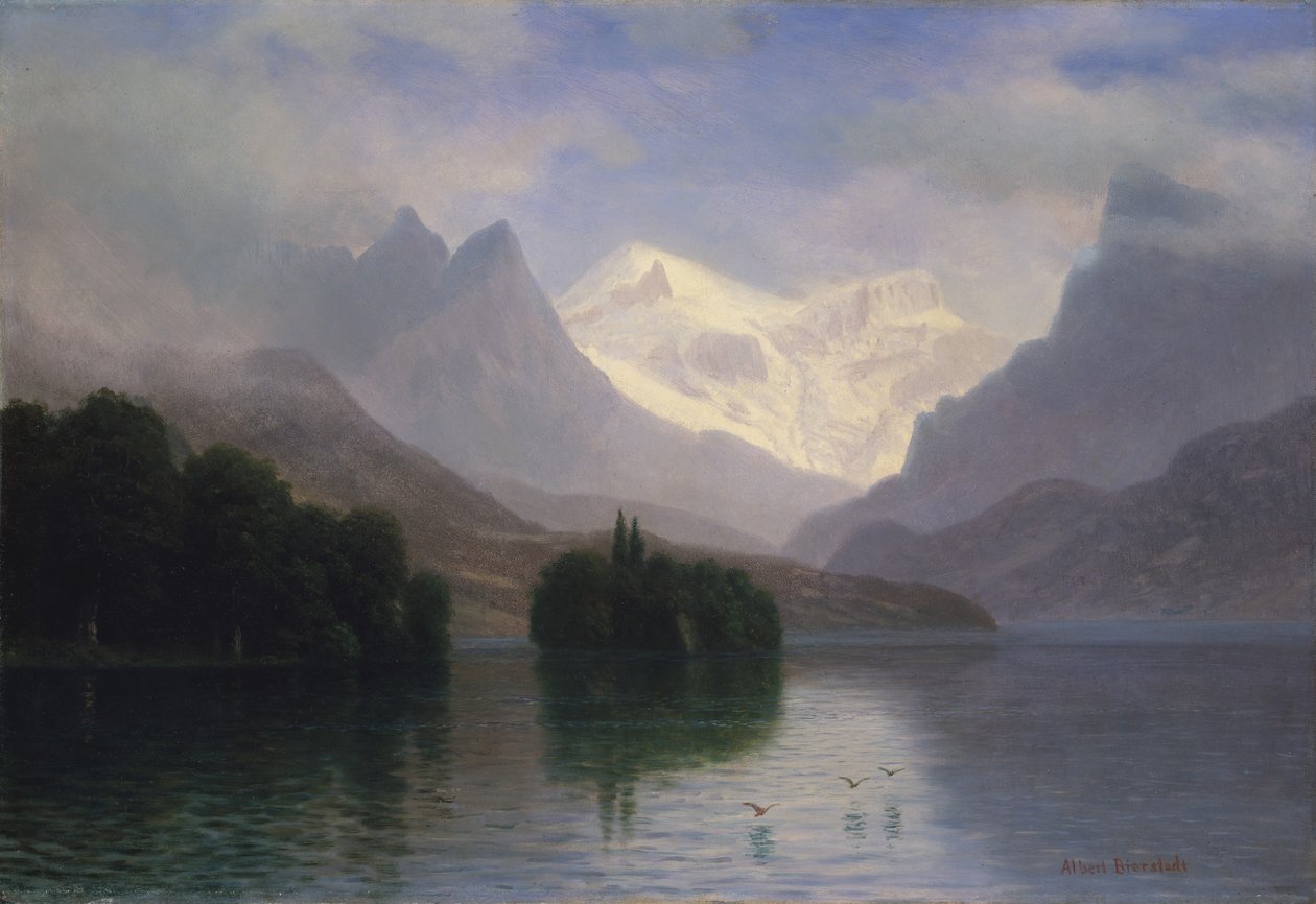 Bjergscene, 1880-90. af Albert Bierstadt