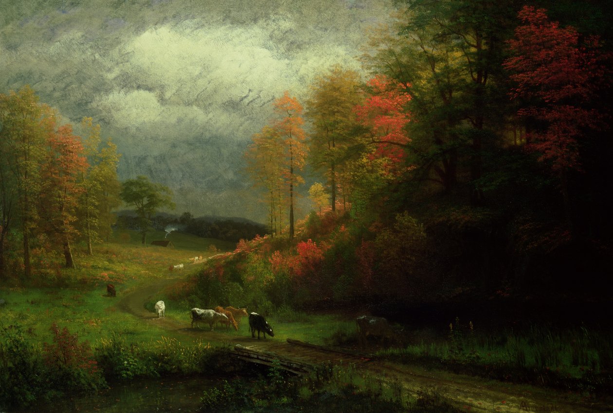 Regnvejrsdag i efteråret, Massachusetts, 1857 af Albert Bierstadt