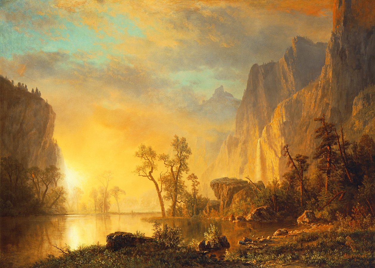 Solnedgang i Rockies af Albert Bierstadt