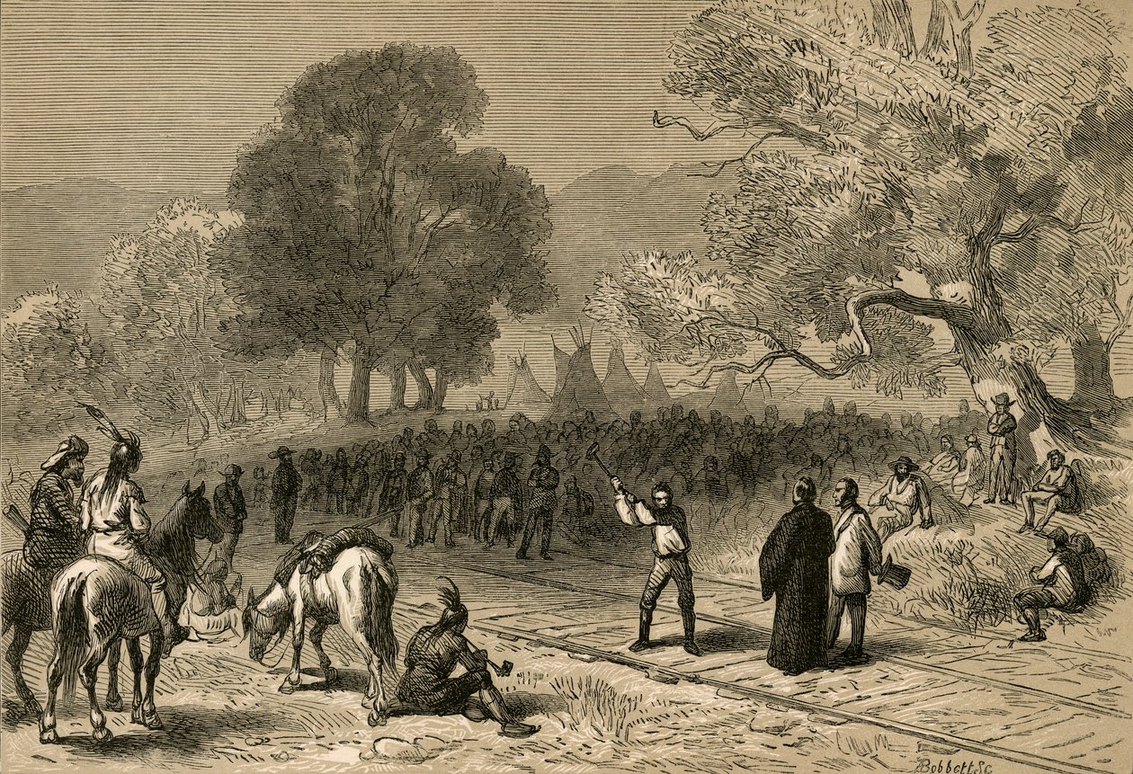 Færdiggørelse af Pacific Railroad, 1878. af Albert Bobbett