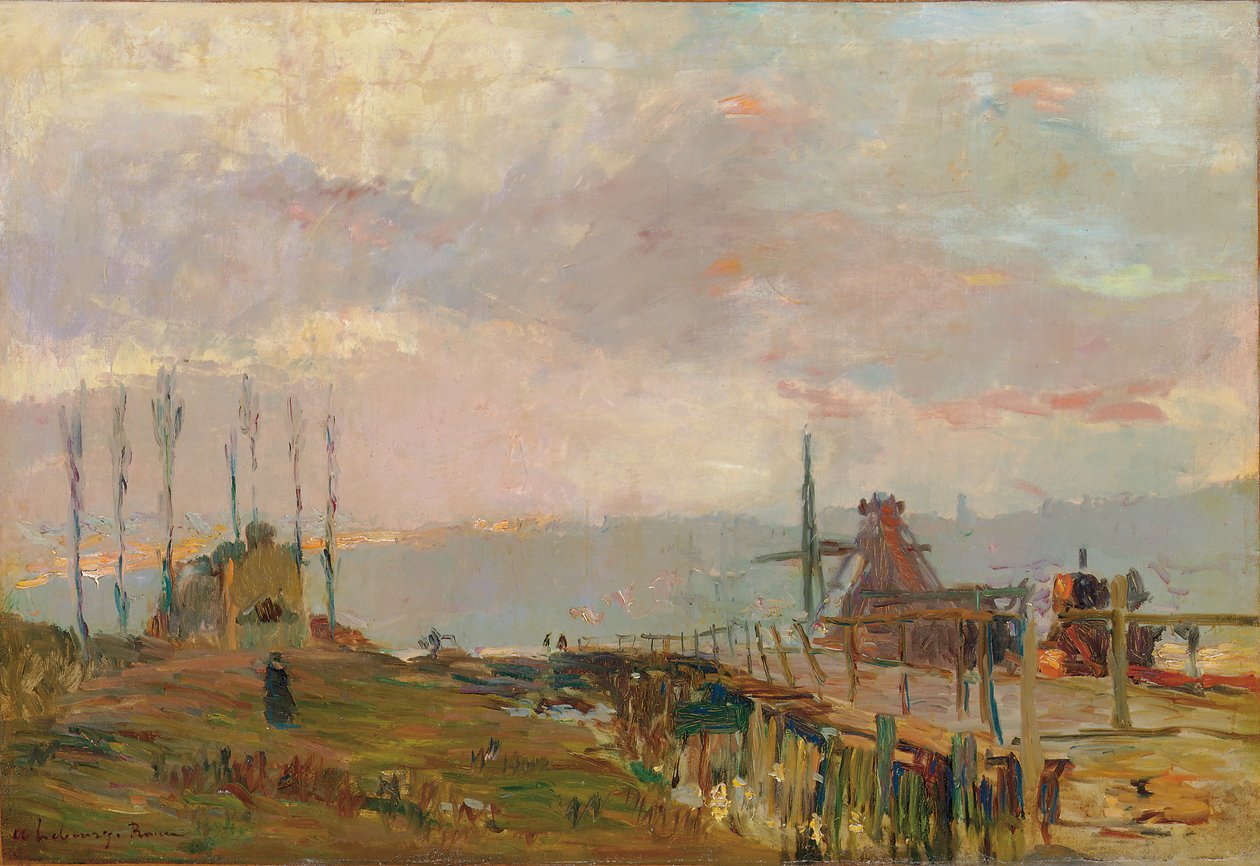 Den rustikke bro nær Rouen af Albert Charles Lebourg