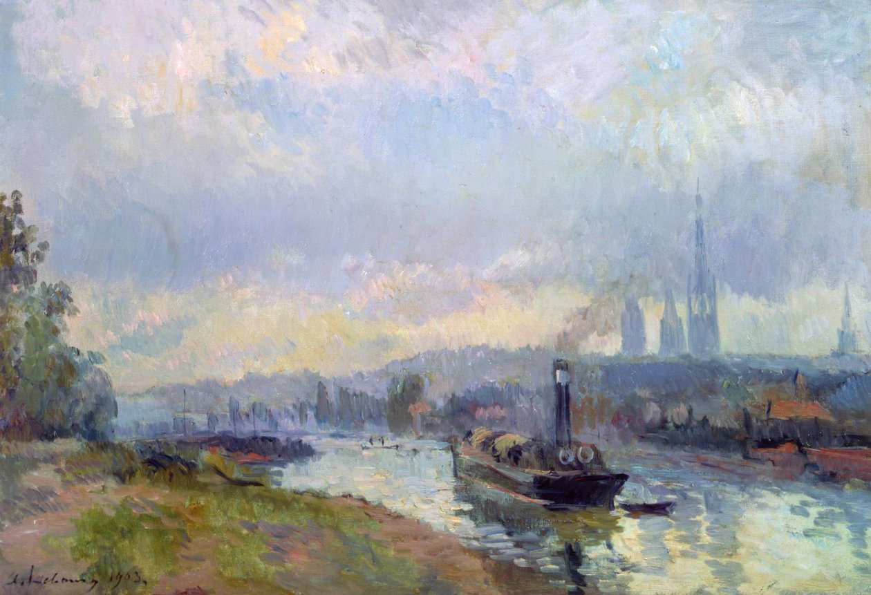 Slæbebåde i Rouen, 1903 af Albert Charles Lebourg