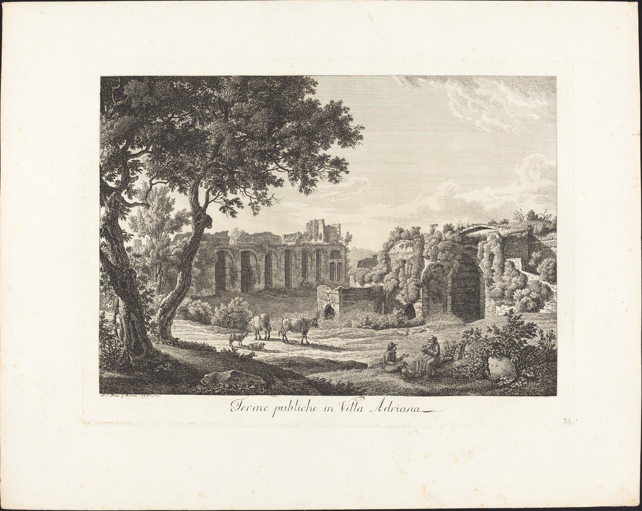 Offentlige bade i Villa Adriana af Albert Christoph Dies