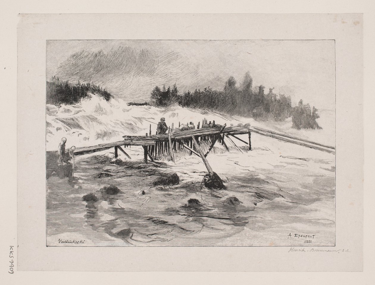 Et vandfald. Vallinkoski af Albert Gustaf Aristides Edelfelt